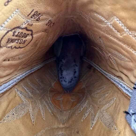 Nocona Boots Mens 8 D Brown/Beige Cowboy Western Leather Lizard Pull On Mid Calf - Picture 9 of 13